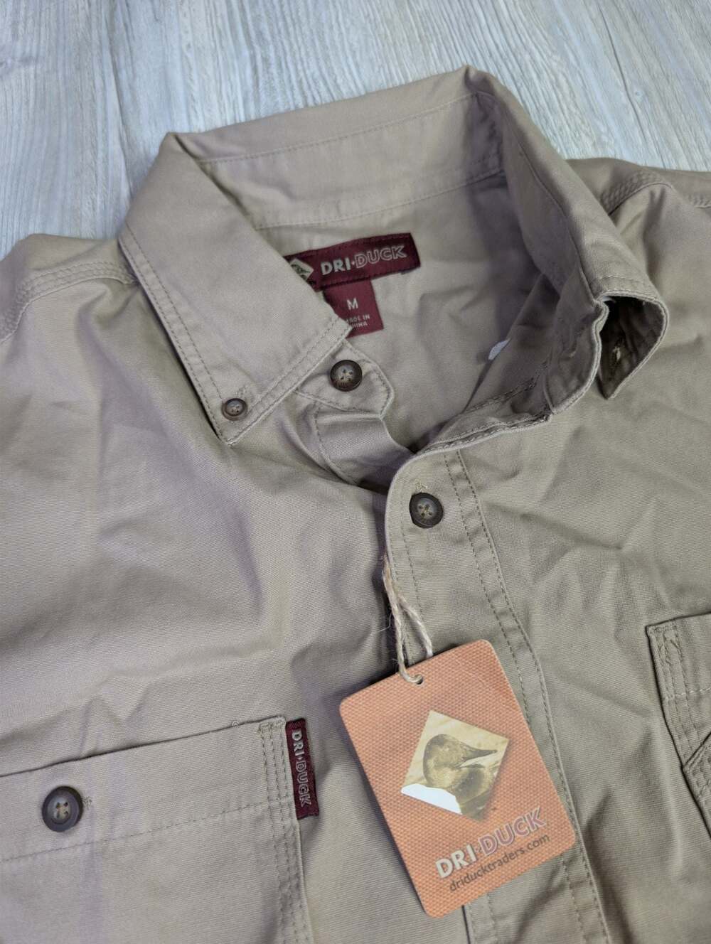Dri Duck Men's Khaki Button-Down Long Sleeve Utility Work Shirt